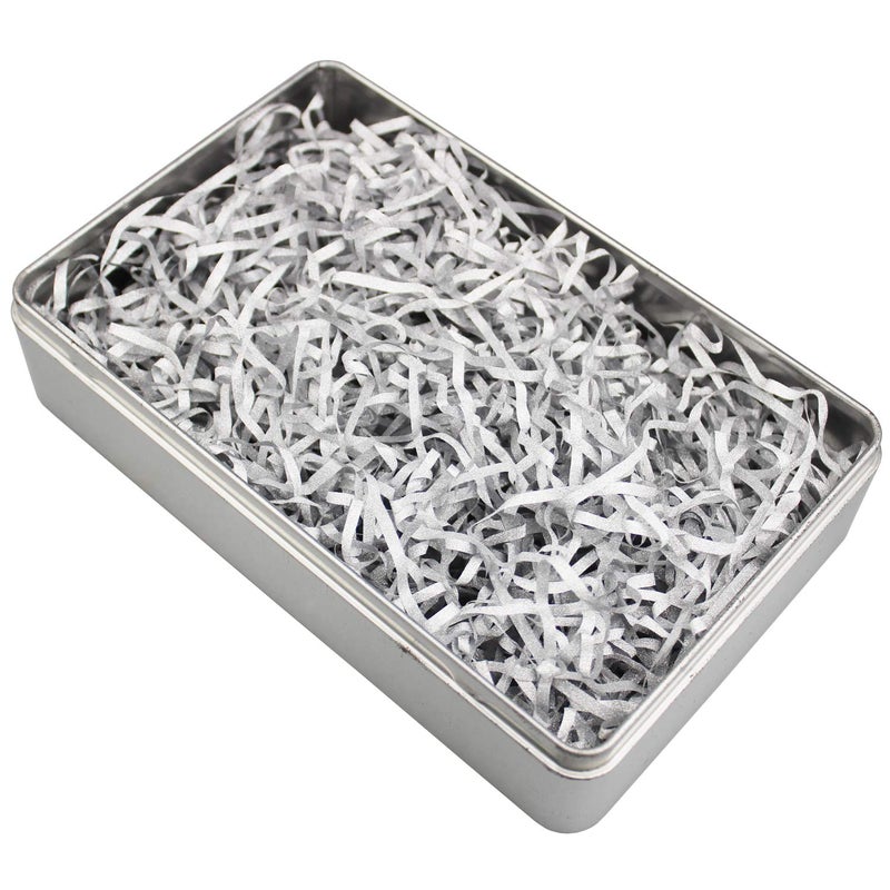 LJY Glitter Raffia Paper Shreds, 100g Crinkle Cut Filler for Gift Wrapping, Basket Filling, Wedding Decorations, Party Supplies, and DIY Crafts Shredded Confetti Strands (Glitter Silver) - Image 2
